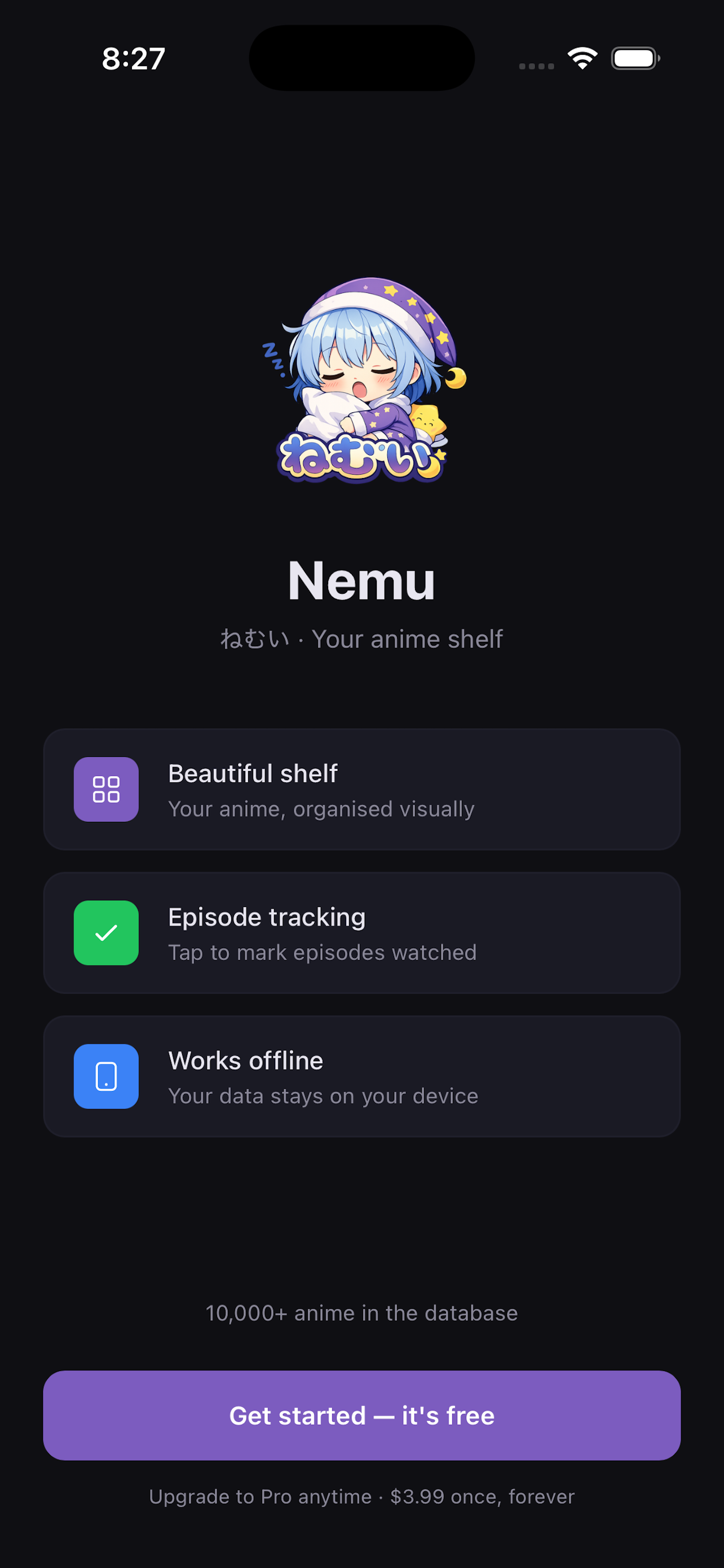 Nemu onboarding screen